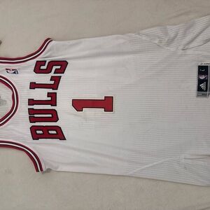 Adidas Bulls White and Red Basketball Jersey